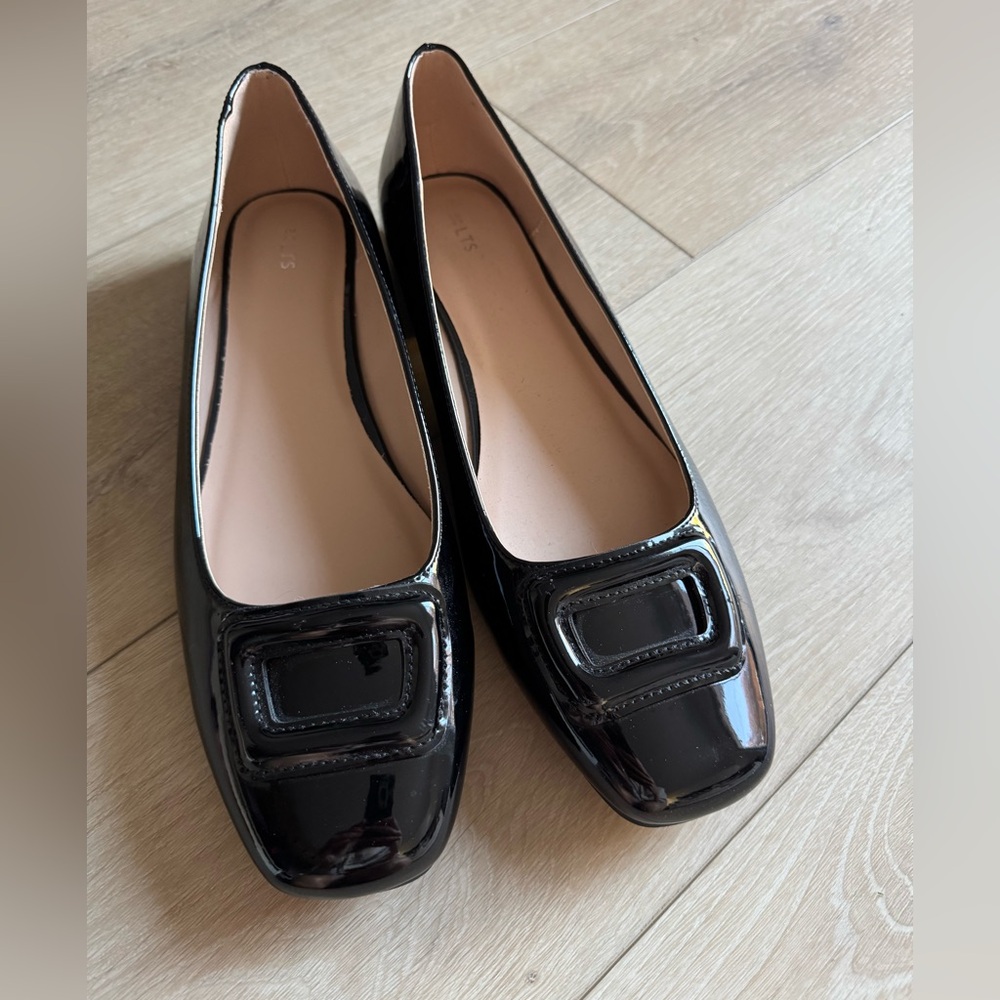 Yours Clothing Black Patent Shoes